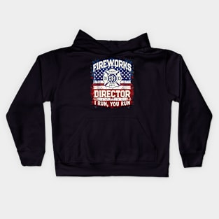 USA Flag FIREWORKS DIRECTOR Safety Tech Tech Boom Squad Kids Hoodie